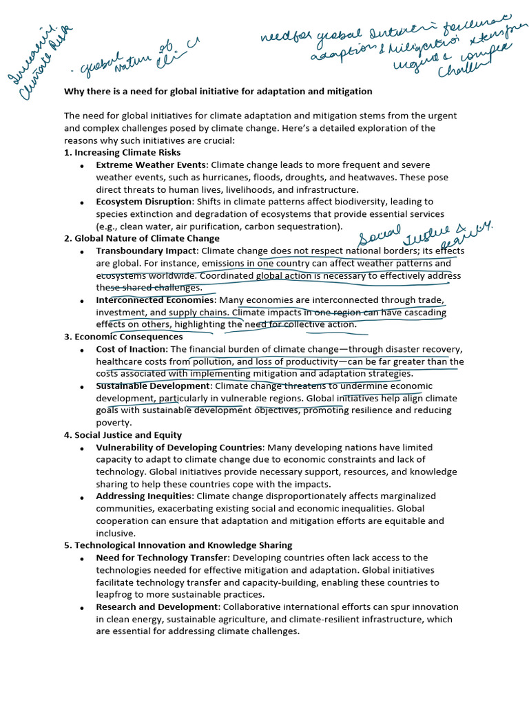 Global Initiatives For Climate Adaptation and Mitigation Are Essential ...