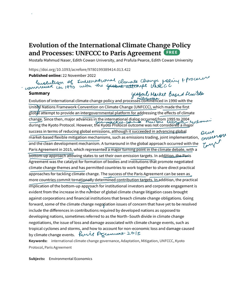Kyoto Protocol to Paris Agreement Evolution | PDF | Kyoto Protocol ...