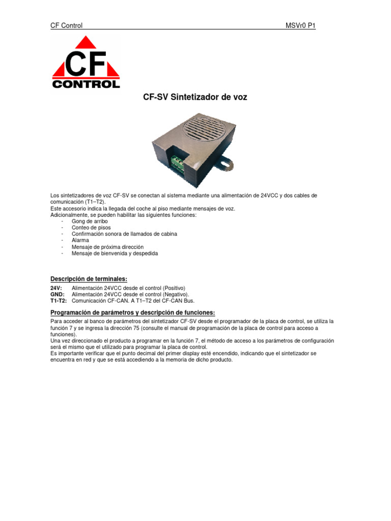 Guía de Sintetizador de Voz CF-SV | PDF | Arquitectura de Computadores ...