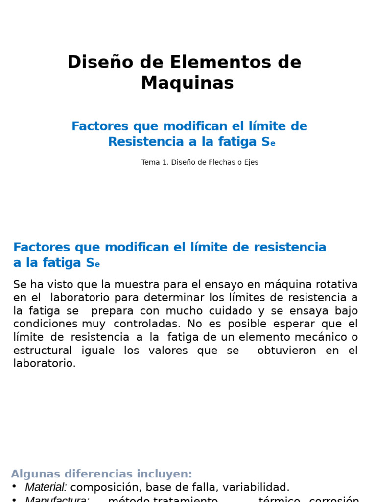 Diseño de Ejes-Factores de Resistencia A La Fatiga | PDF | Fatiga ...
