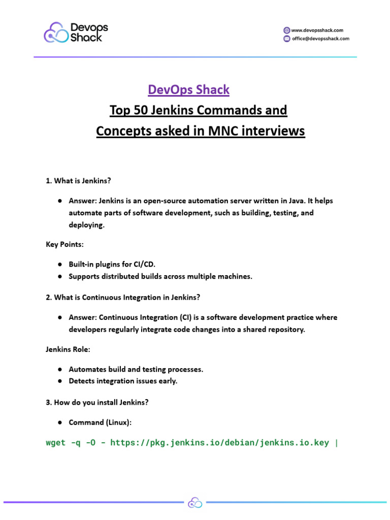Top 50 Jenkins Commands for MNC Interviews | PDF | Command Line ...