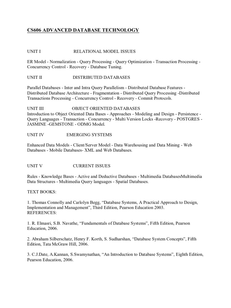 Cs606 Advanced Database Technology | PDF | Databases | Data Management