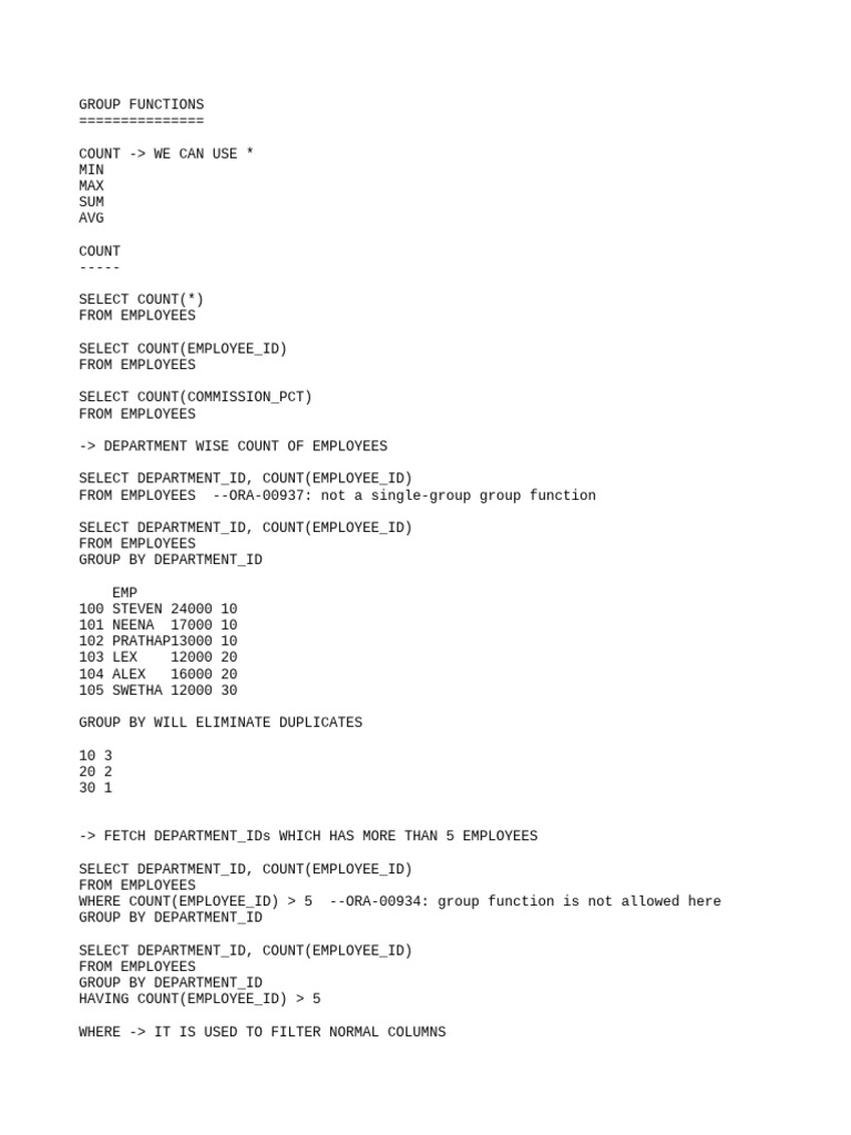 SQL Group Functions and Analytics Guide | PDF
