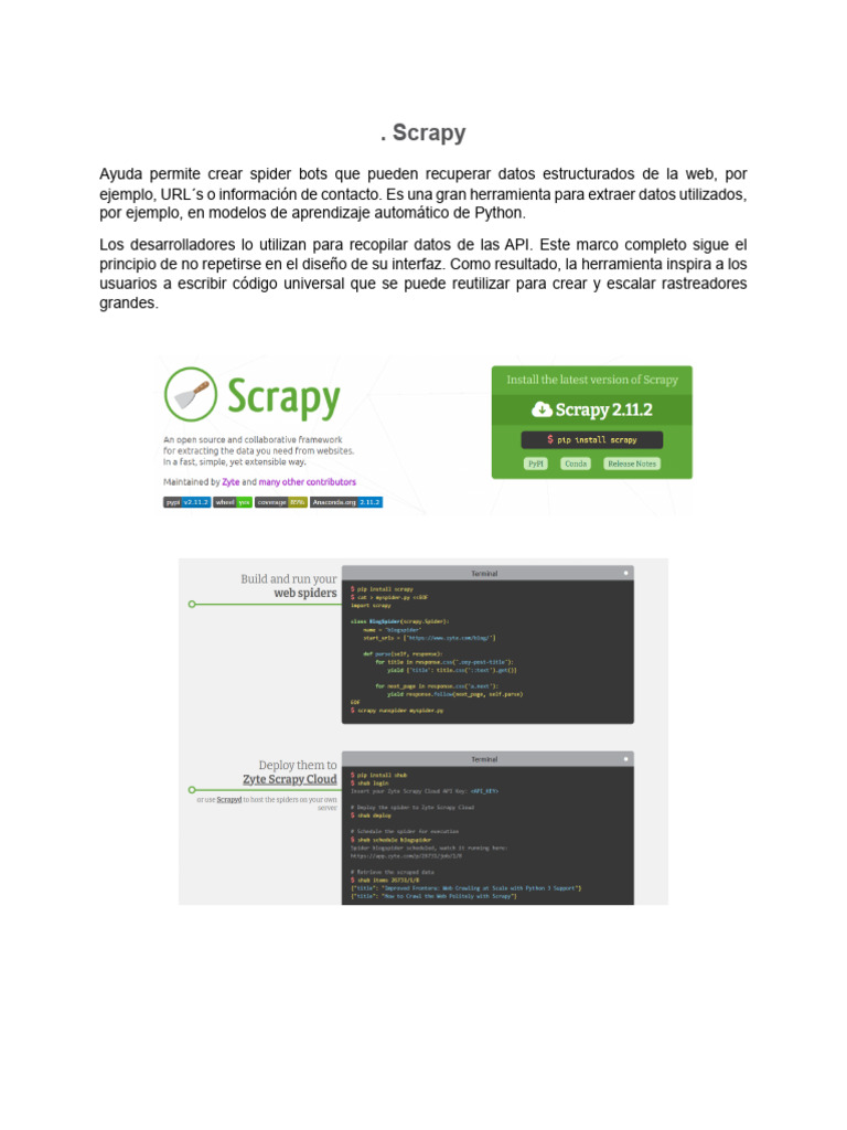 Mapa de Spiderbots en Scrapy | PDF | Calidad de servicio | Software de ...