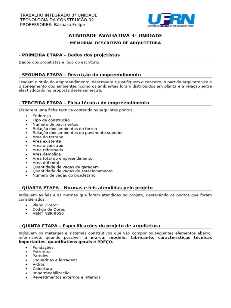 Memorial Descritivo de Arquitetura | PDF