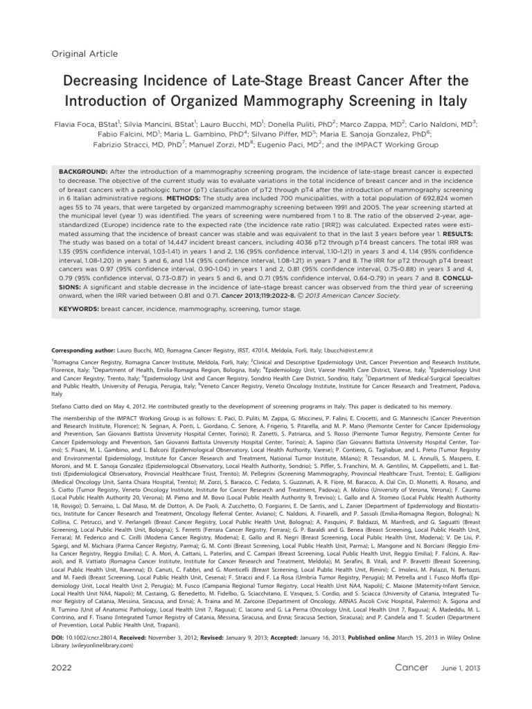 Impact of Mammography on Breast Cancer Staging | PDF | Mammography ...