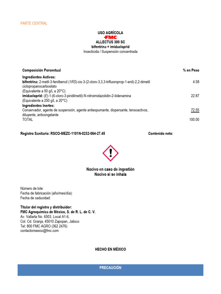 Insecticida Allectus: Bifentrina e Imidacloprid | PDF | Agua | Residuos