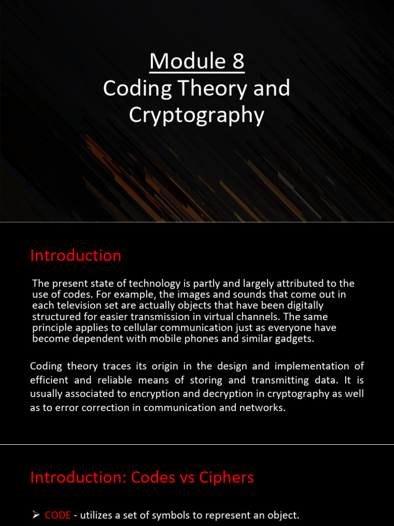 Module 8. Coding Theory and Cryptography | PDF | Cryptography | Encryption
