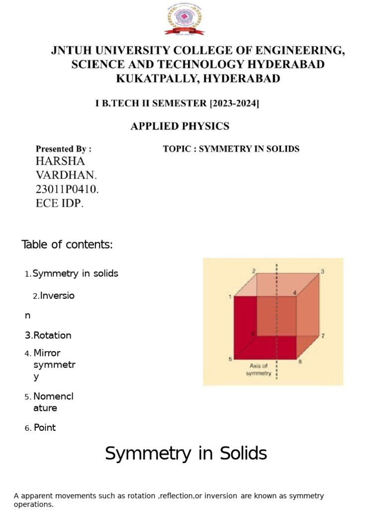 Symmetry Operations in Crystals | PDF | Rotation | Space