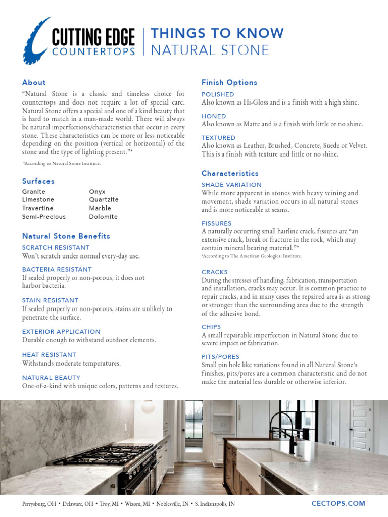 Natural Stone Countertop Finishes Guide | PDF | Countertop | Rock (Geology)