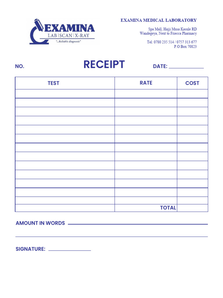 Examina Lab Receipt | PDF