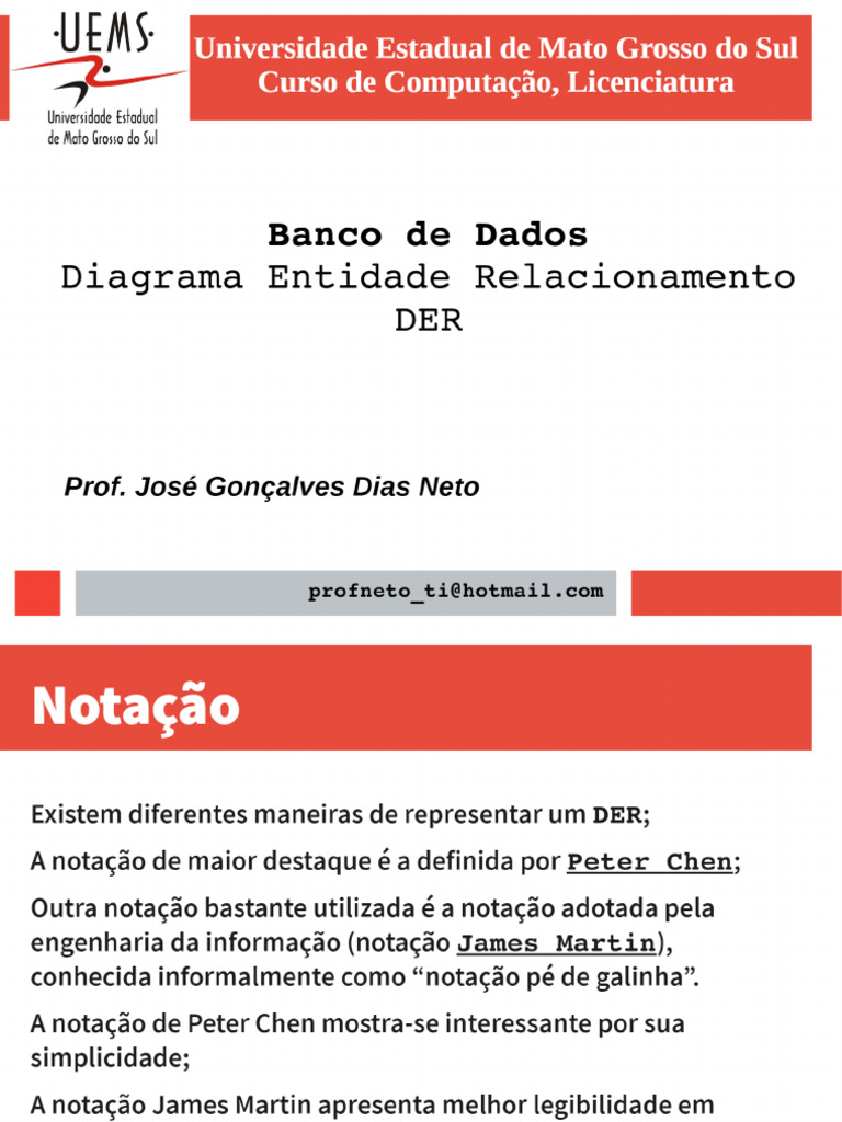 Banco de Dados Diagrama Entidade Relacionamento DER - PDF | PDF