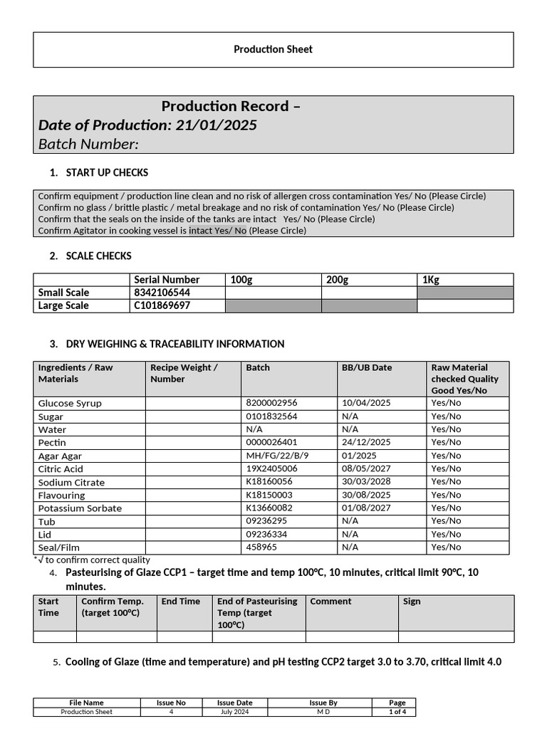 Production Record and Quality Checks | PDF | Corrosion | Chemical ...