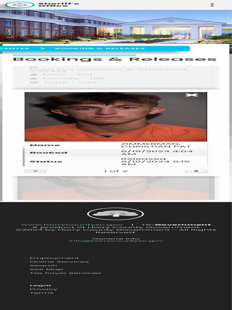 Horry County Booking Updates PDF