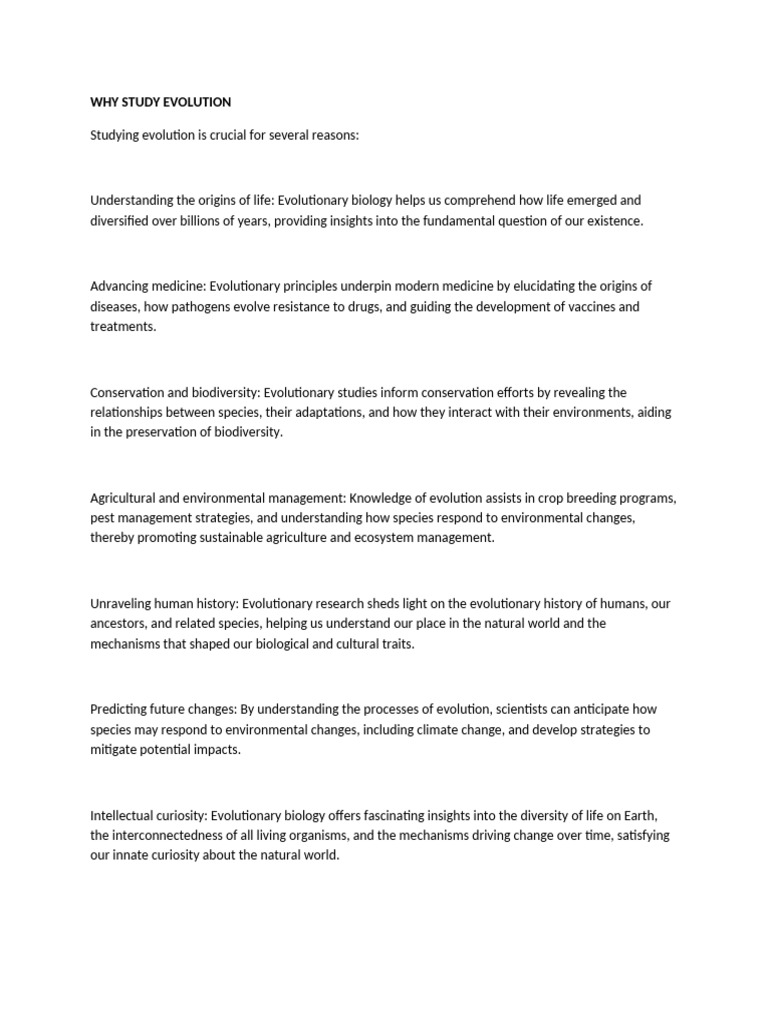 Why Study Evolutionary Biology | PDF