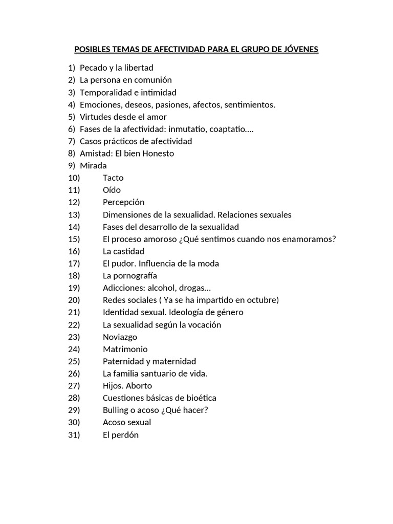 Temas Grupo Jovenes 2024 | PDF