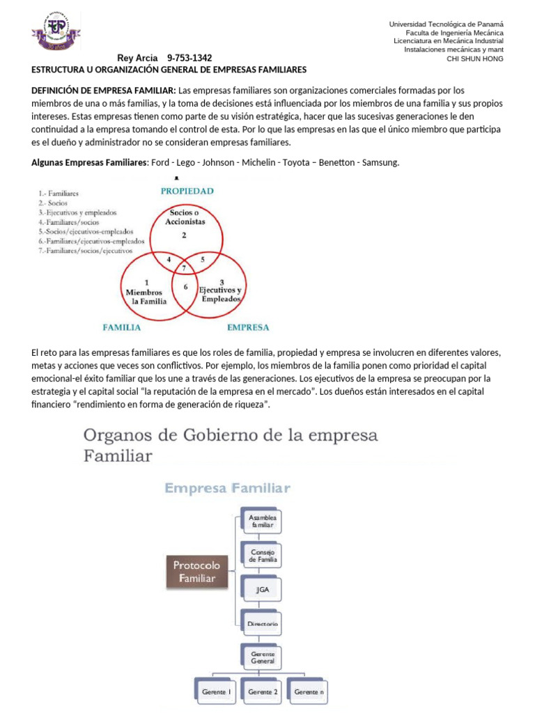 Estructura U Organización General de Empresas Familiares | PDF ...