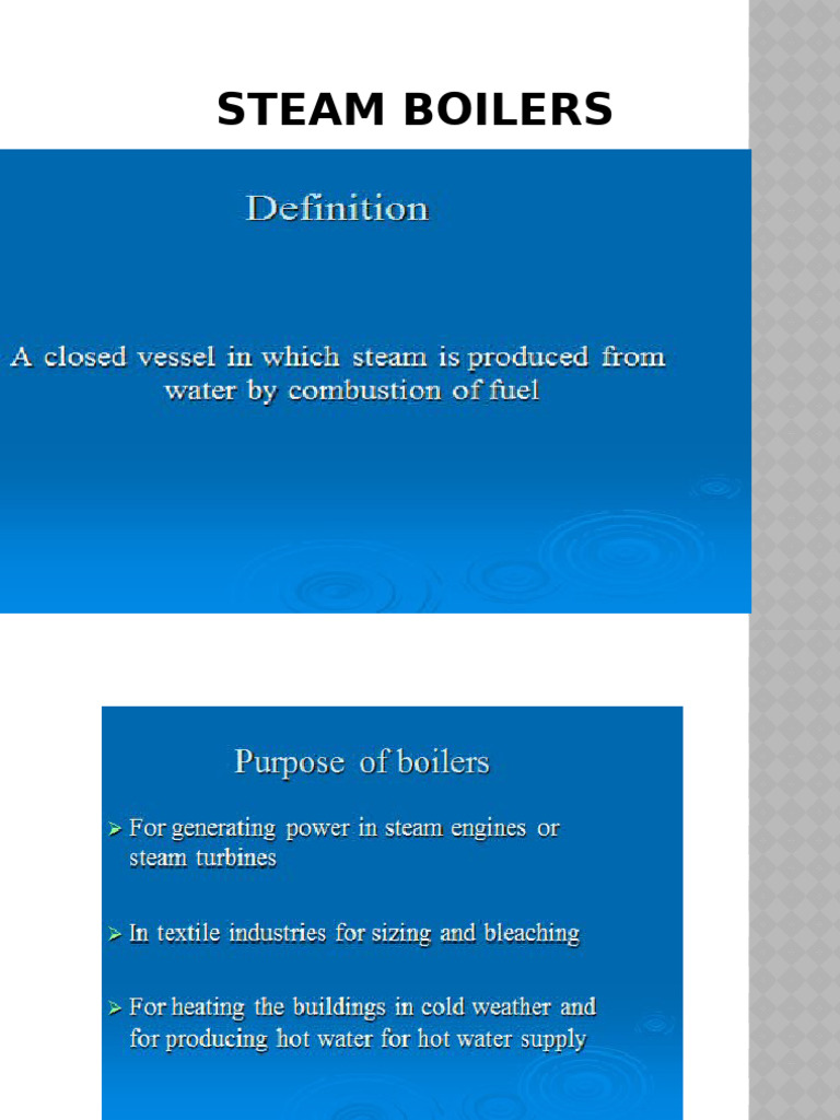 Types and Specifications of Steam Boilers | PDF | Turbine | Boiler