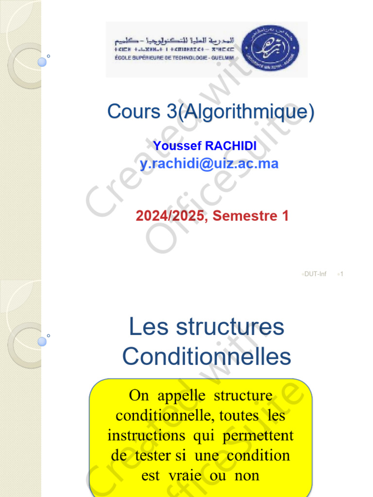 Structures conditionnelles et boucles en algorithmique | PDF ...