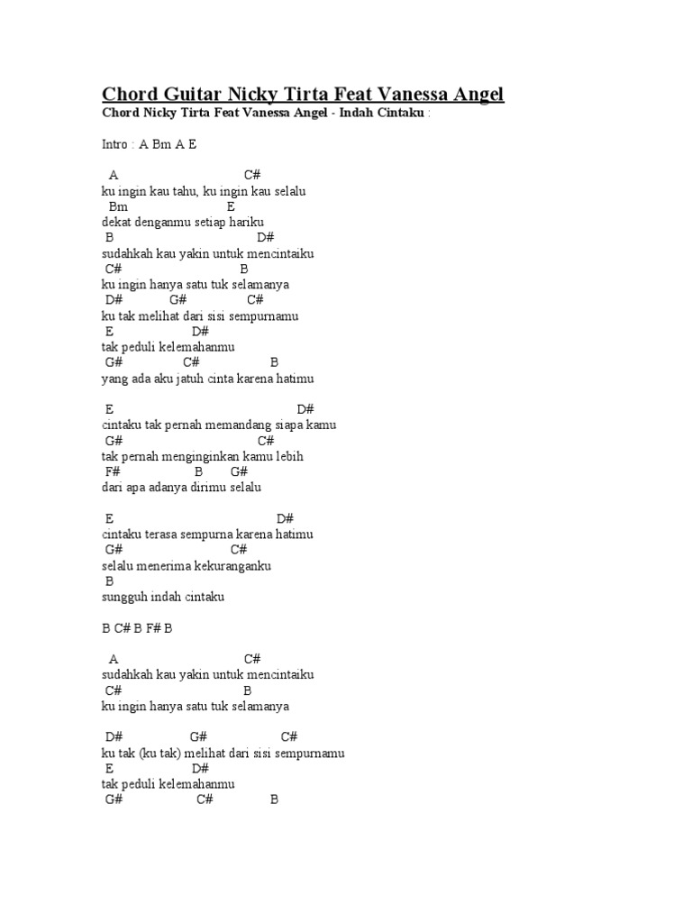 Chord Guitar Nicky Tirta Feat Vanessa Angel