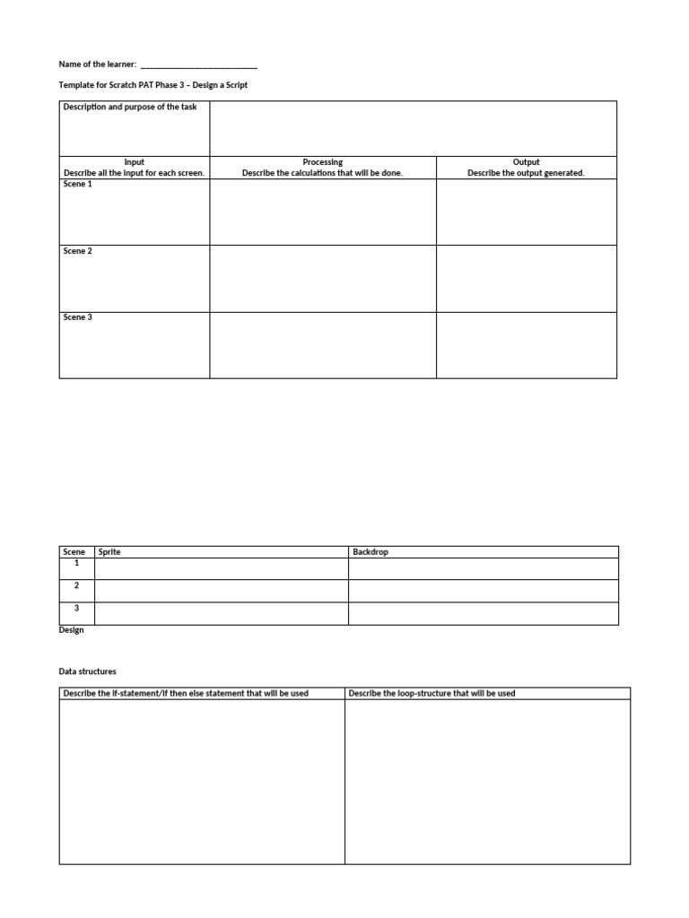 Scratch Script Design Template | PDF