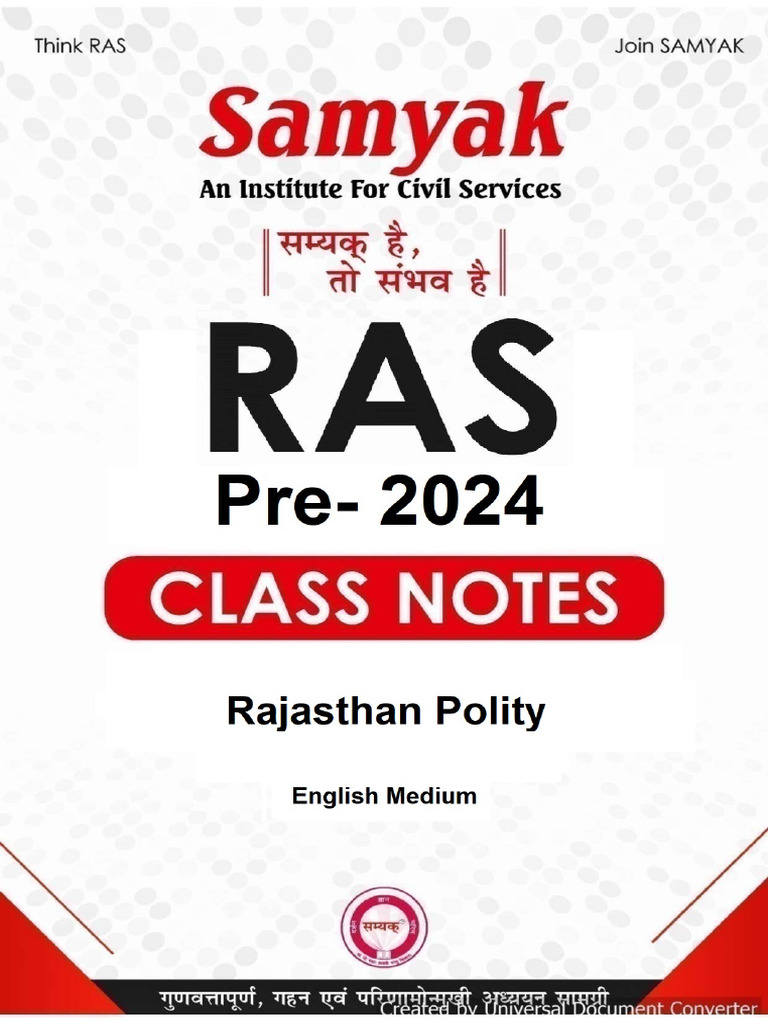 RAS EM - Pre Raj Polity Class Notes | PDF