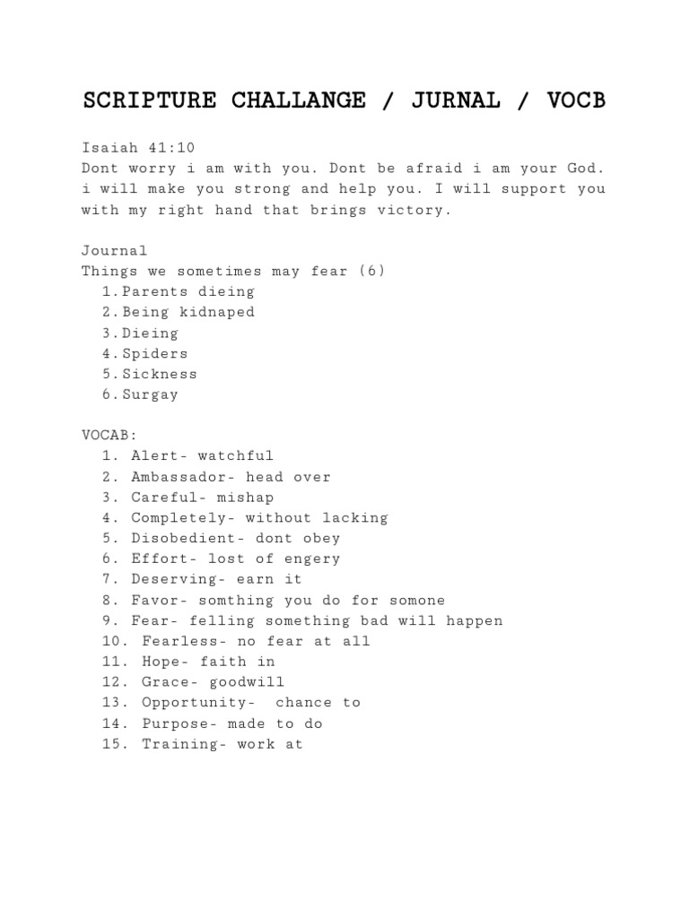 Youth Faith and Fear Journal | PDF