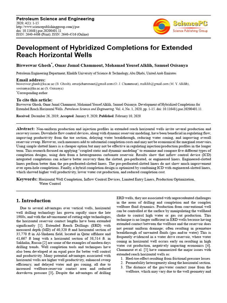 Hybridized Completions for ERD Wells | PDF | Petroleum Reservoir | Oil Well
