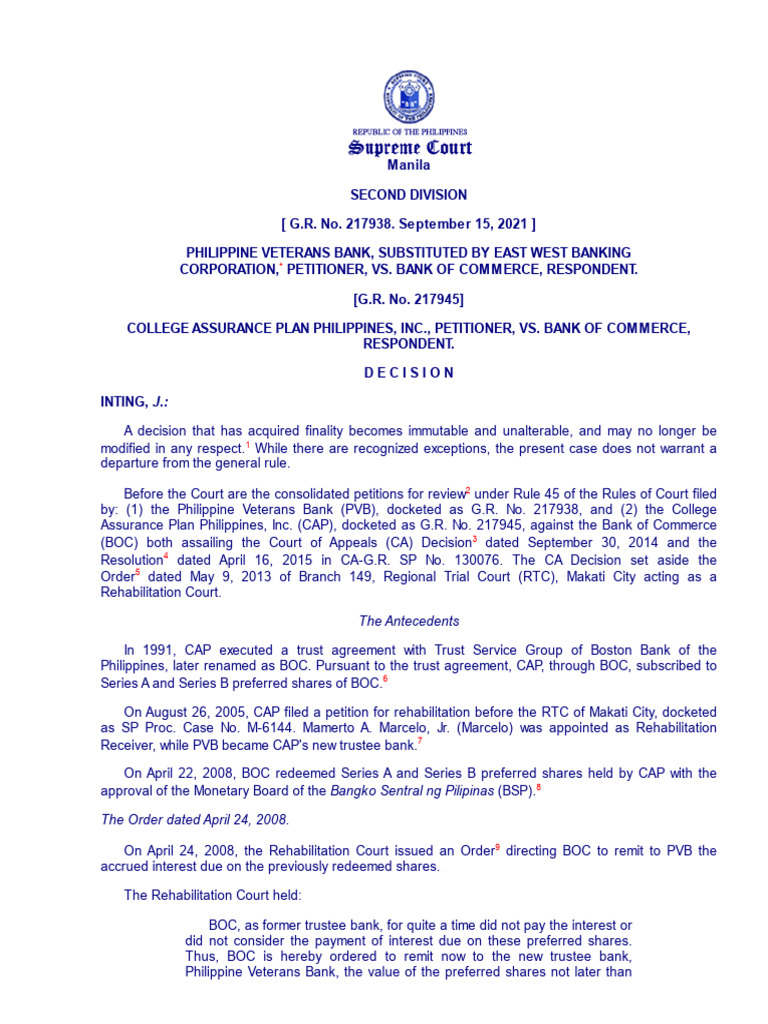 Court Ruling on CAP vs. Bank of Commerce | PDF | Dividend | Preferred Stock