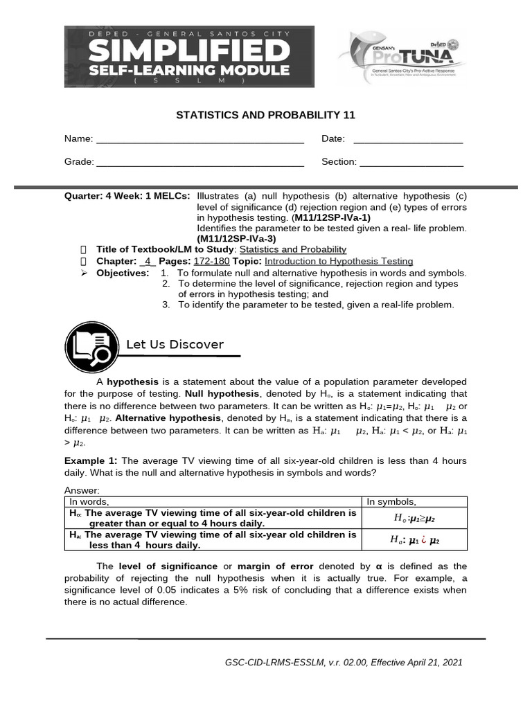 Hypothesis Testing in Statistics Guide | PDF | Statistical Significance ...