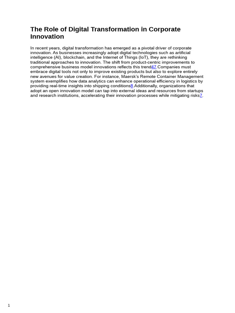Digital Transformation in Corporate Innovation | PDF