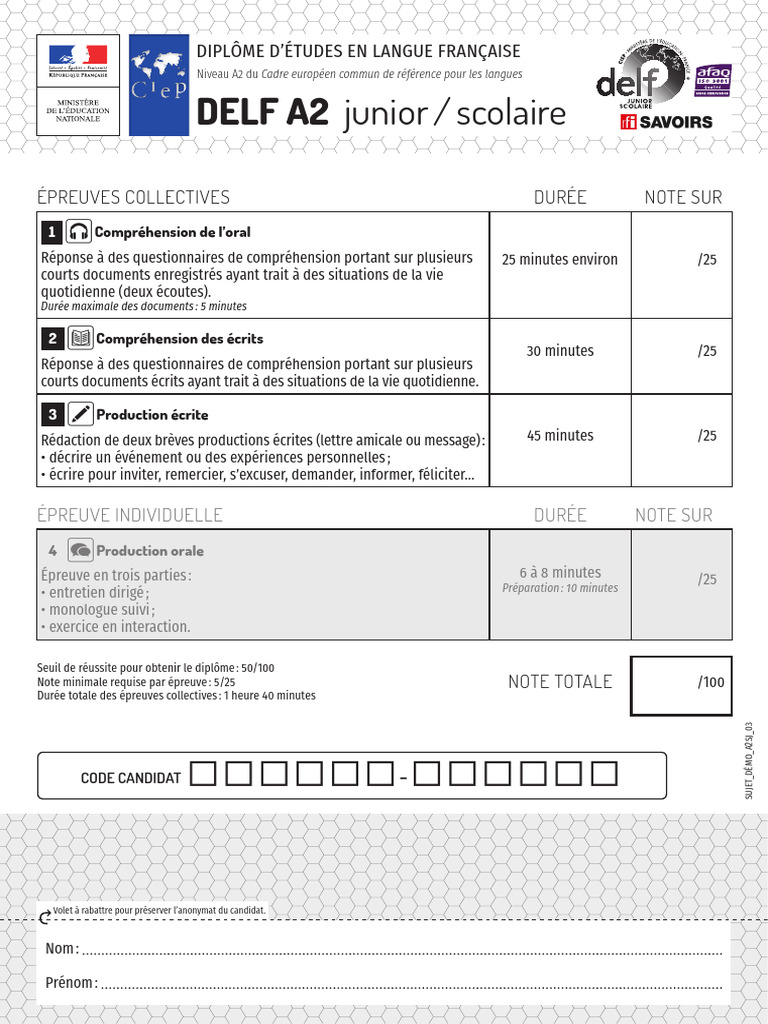 EXEMPLE 4 - DELF A2 | PDF | Nourritures | Cuisine