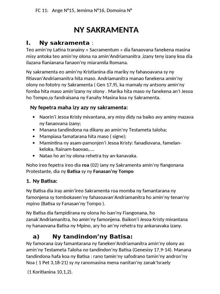 I. Ny Sakramenta | PDF