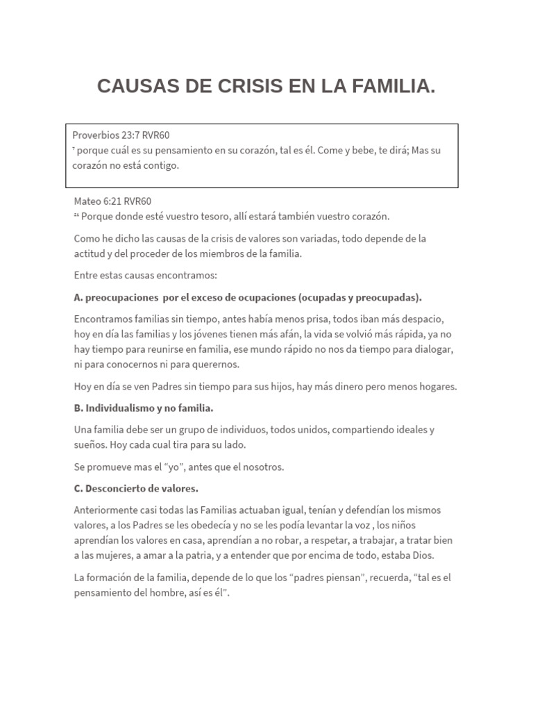 Causas de Crisis en La Familia | PDF | Amor | Matrimonio