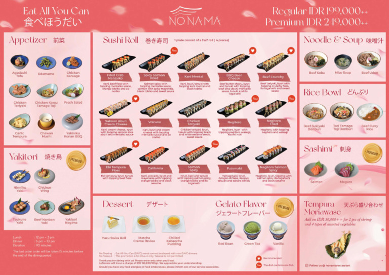 Nonama Menu | PDF