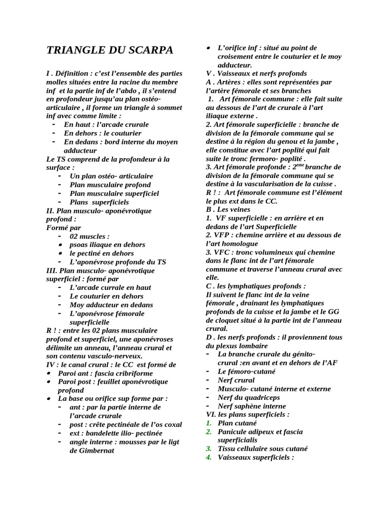 Anatomie du Triangle de Scarpa | PDF | Membres (anatomie) | Appareil ...