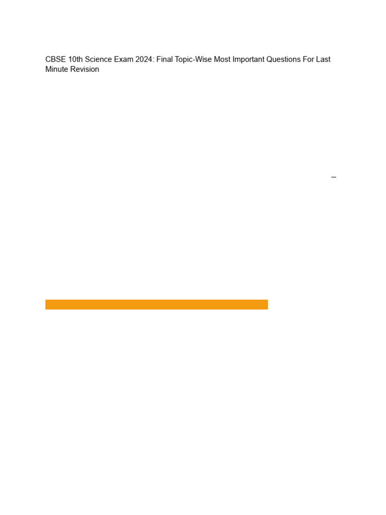 Cbse Science Important Questions | PDF | Nervous System | Motor Neuron