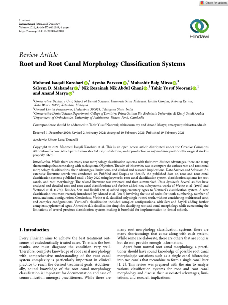 International Journal of Dentistry - 2021 - Karobari - Root and Root ...