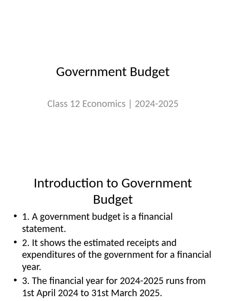 Government Budget Presentation Pdf