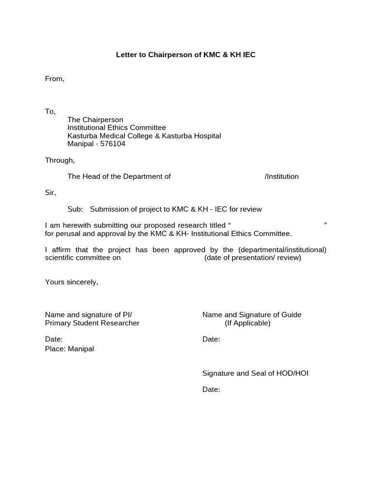 Letter To Chairperson | PDF