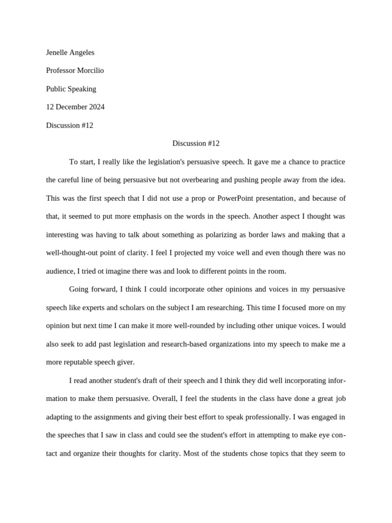 Observation 5 Public Speaking | PDF
