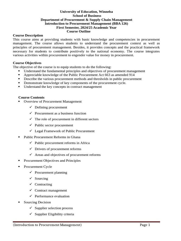 Course_Outline (BB126) | PDF | Business