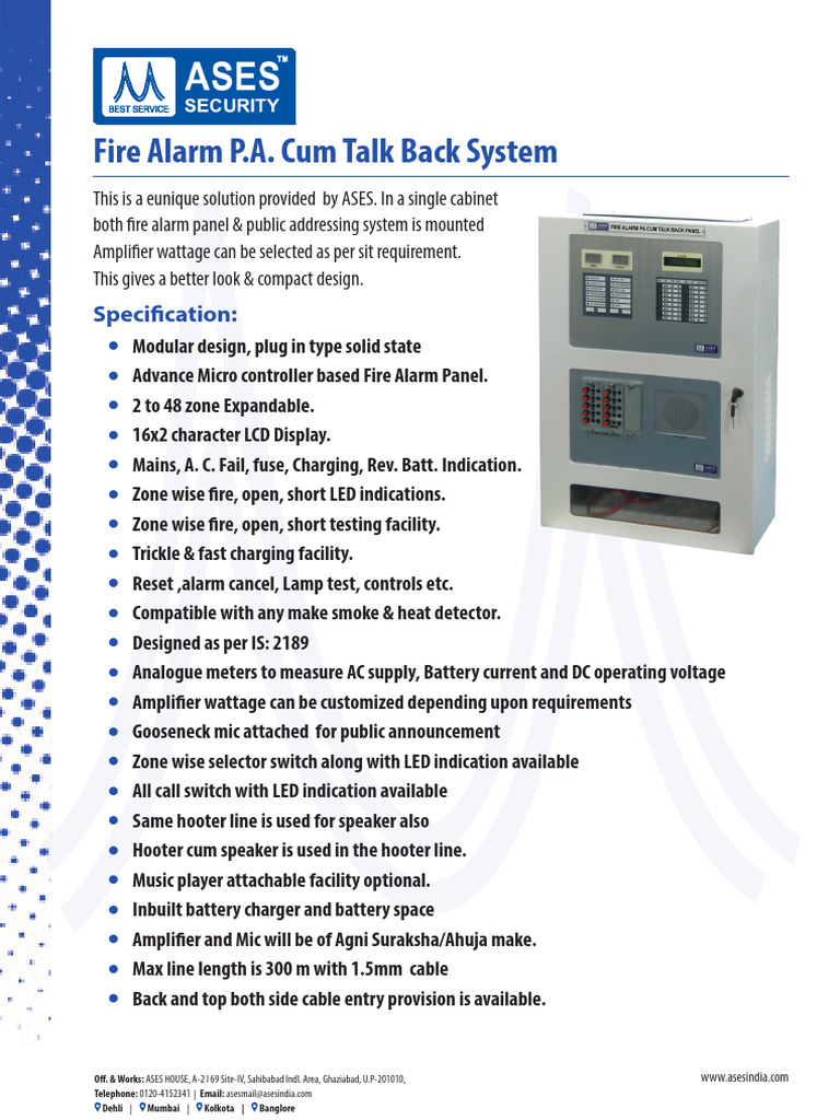 Pa Console Cum Fire Alarm Cum Talk Back | PDF | Battery Charger ...