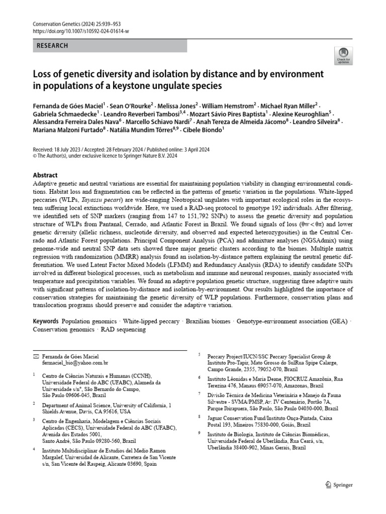 Maciel etal 2024 queixada pdf single nucleotide polymorphism