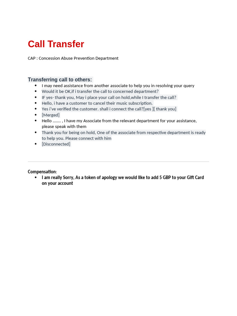 Call Transfer | PDF