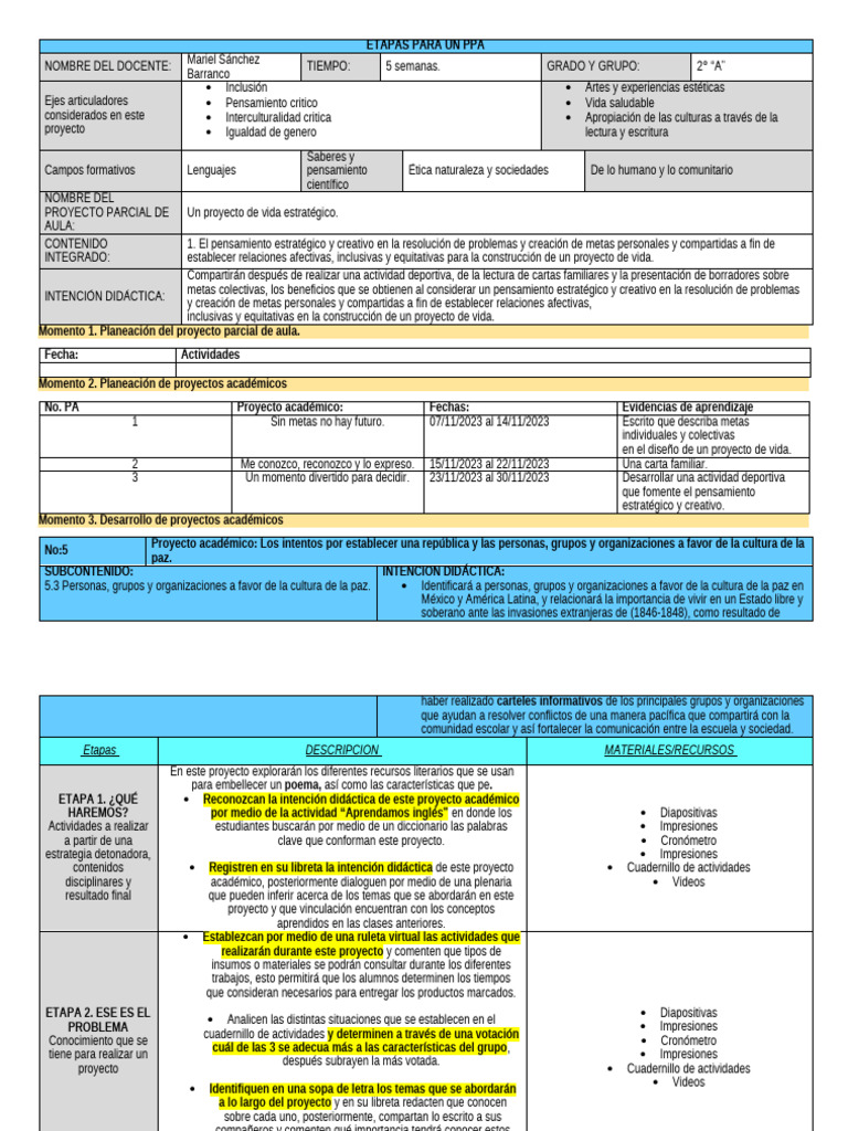 Proyecto Parcial de Aula 1 FCYE | PDF | Evaluación
