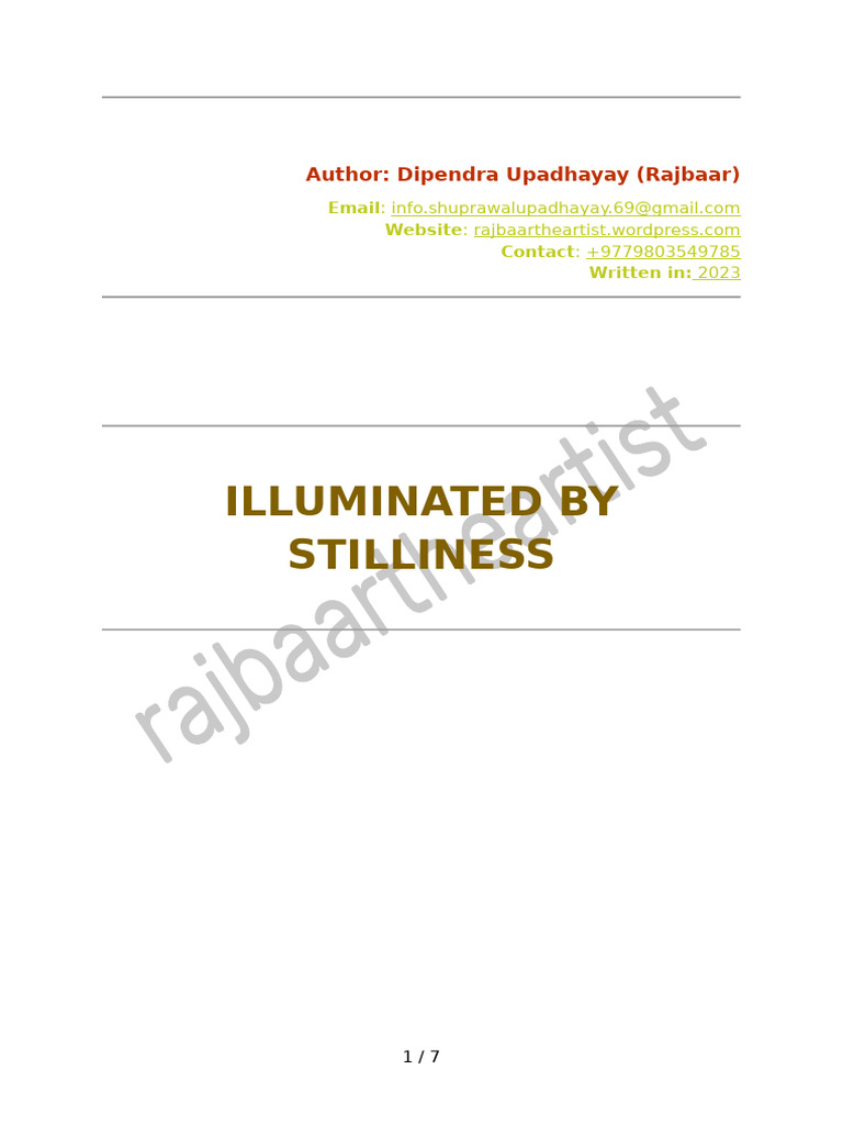 Embracing Stillness for Inner Peace | PDF | Meditation | Silence