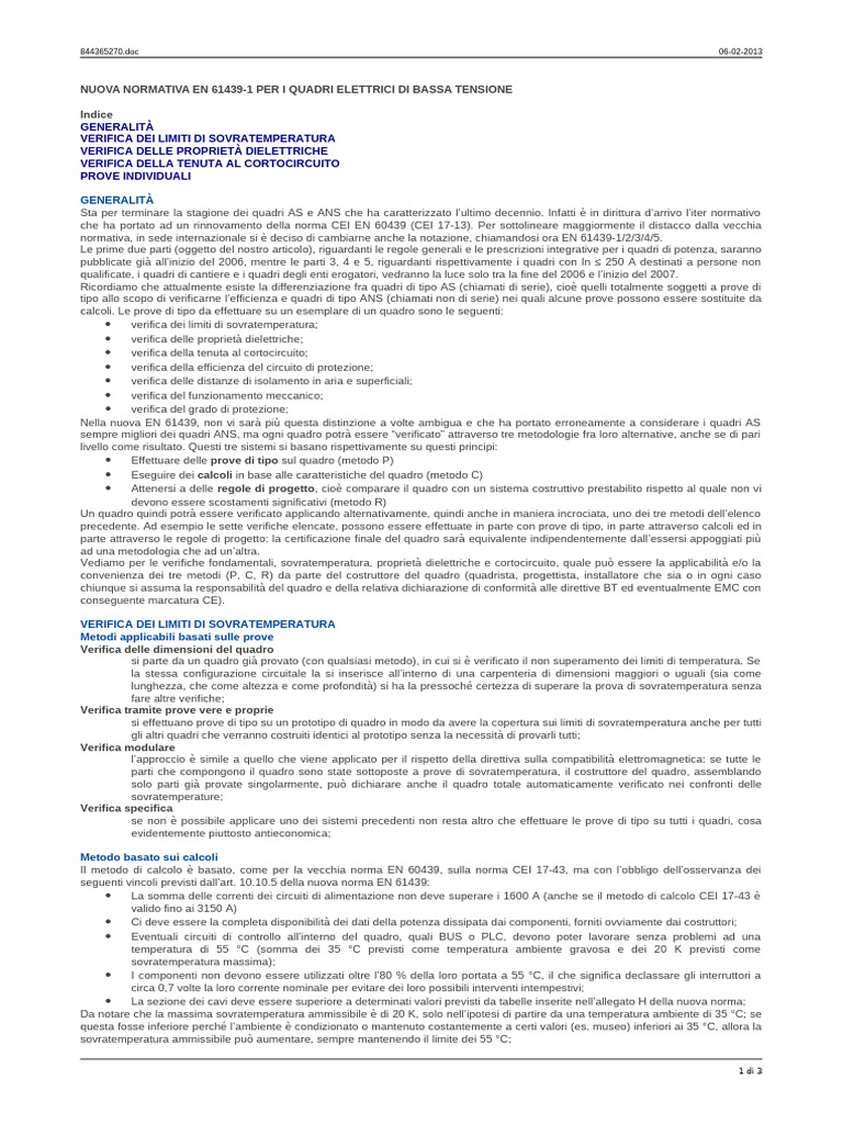 Nuova Normativa en 61439 | PDF