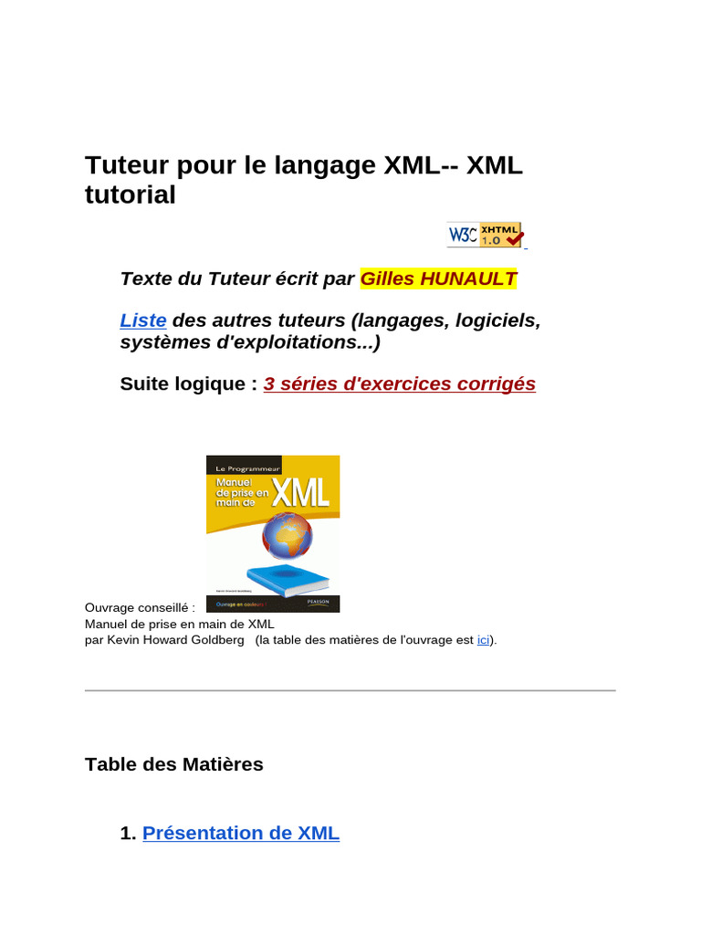Guide complet sur le langage XML | PDF
