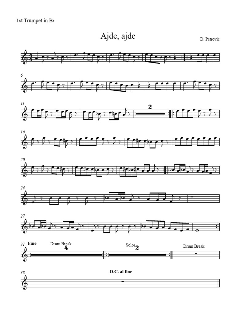 Ajde Ajde 1st Trumpet in BB | PDF